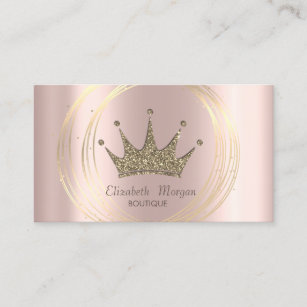 Elegant Rose Gold ,Gold Circles Glitter Tiara Business Card