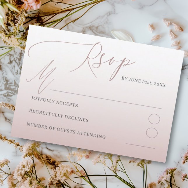 Elegant Rose Gold Gradient RSVP C Wedding Card (Creator Uploaded)
