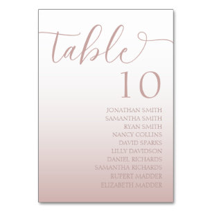 Elegant Rose Gold Gradient Wedding Table Number