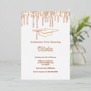 Elegant Rose Gold Graduation Party Foil Invitation