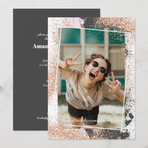 Elegant Rose Gold Graduation Party Invitation