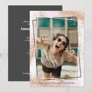 Elegant Rose Gold Graduation Party Invitation