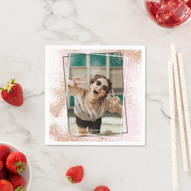 Elegant Rose Gold Graduation Party Napkins (Insitu)
