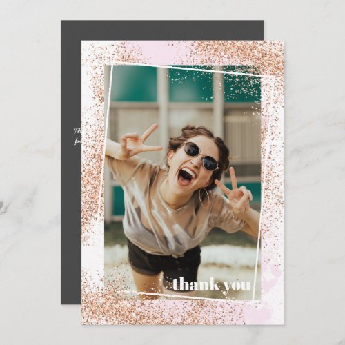 Elegant Rose Gold Graduation Thank You Card