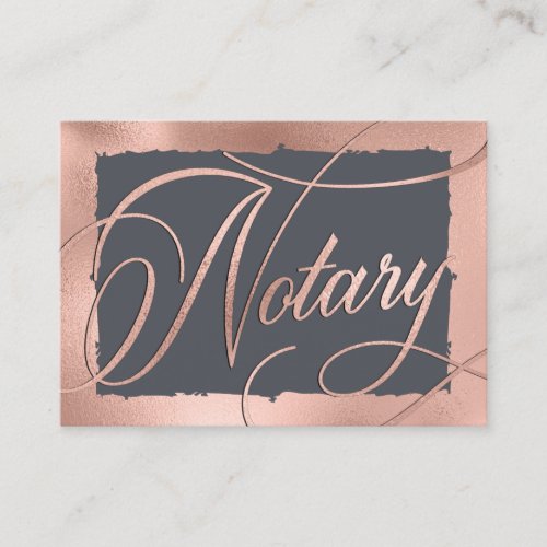 Elegant Rose Gold  Gray Notary Loan Agent  Business Card