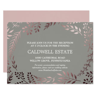 Elegant Rose Gold & Gray Wedding Reception Insert Card
