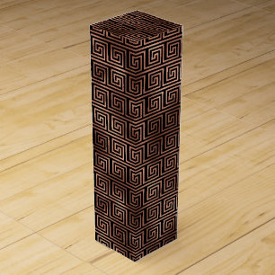 Elegant Rose Gold Greek Key Art Deco Pattern Wine Box
