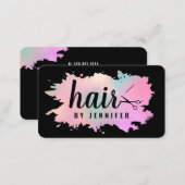 Elegant rose gold & green scissors hairstylist business card (Front/Back)