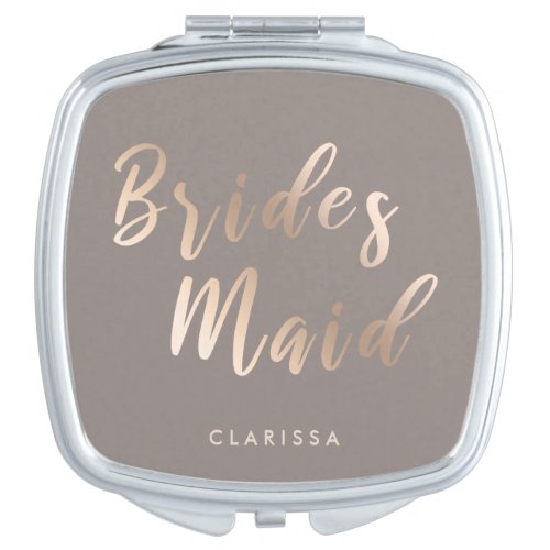 Elegant  rose gold  grey bridesmaid compact mirror