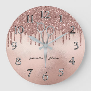 Elegant Rose Gold Hairstylist Scissor Large Clock
