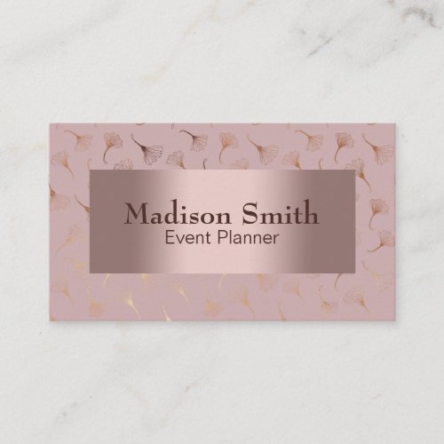 Elegant Rose Gold Hand Drawn Floral Business Card