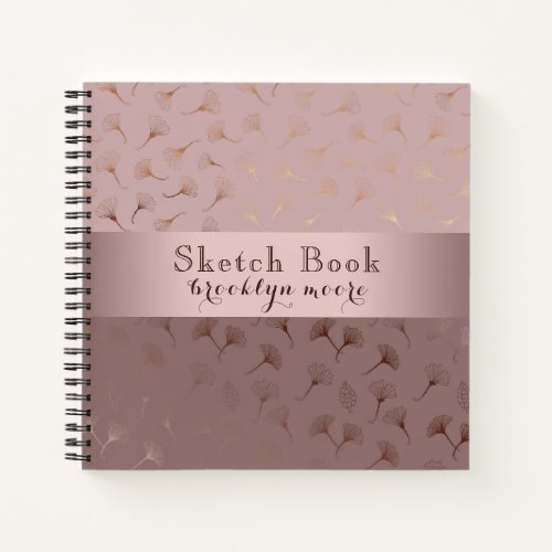 Elegant Rose Gold Hand Drawn Floral Journal Notebook