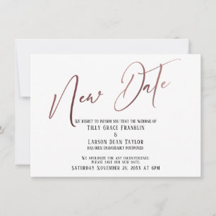 Elegant Rose Gold Handwriting New Date Card