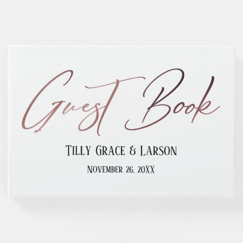 Elegant Rose Gold Handwriting Simple Guest Book