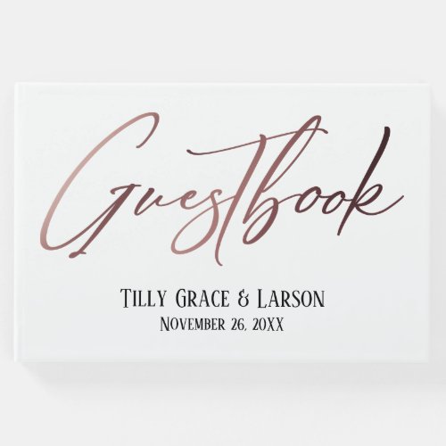 Elegant Rose Gold Handwriting Simple Guestbook