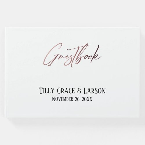 Elegant Rose Gold Handwriting Simple Guestbook