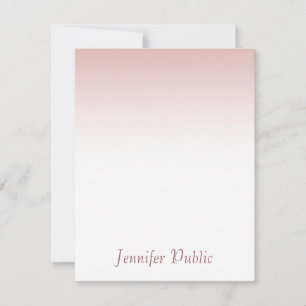Elegant Rose Gold Handwritten Script Modern Note Card