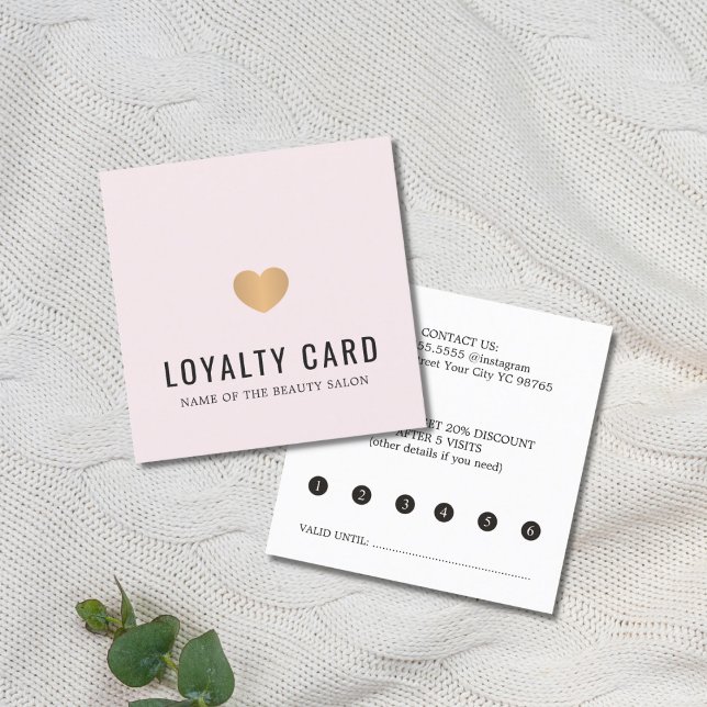 Elegant Rose Gold Heart Beauty Salon Loyalty Card (Creator Uploaded)