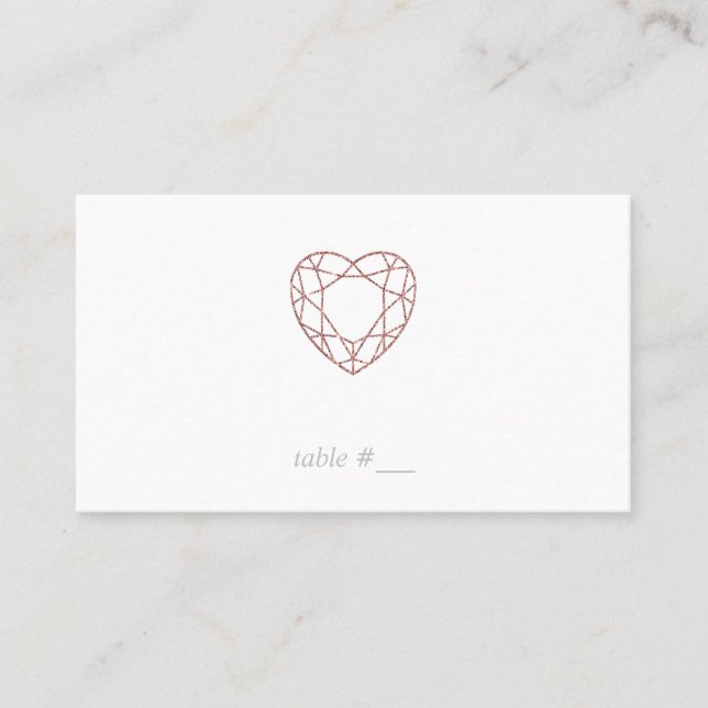 Elegant rose gold heart place cards - flat (Front)