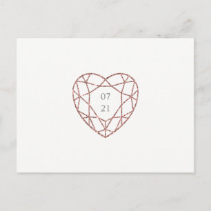 Elegant rose gold heart save the date postcard