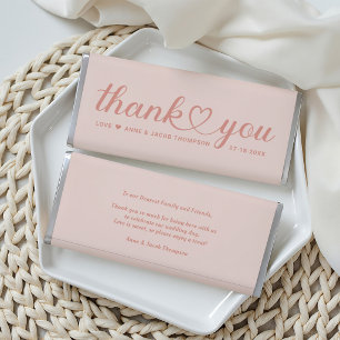 Elegant Rose Gold Heart Script Wedding Hershey Bar Favors