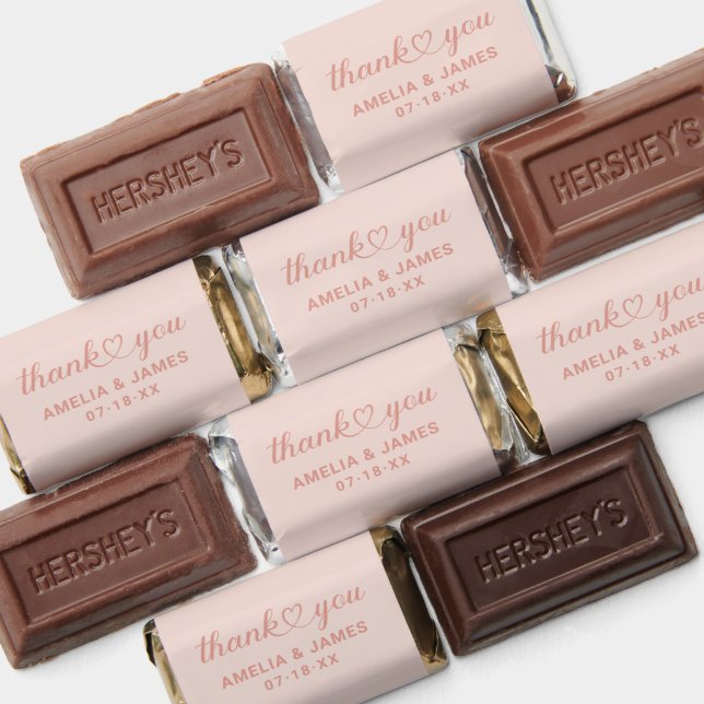 Elegant Rose Gold Heart Script Wedding Thank You Hershey's Miniatures (Assorted)