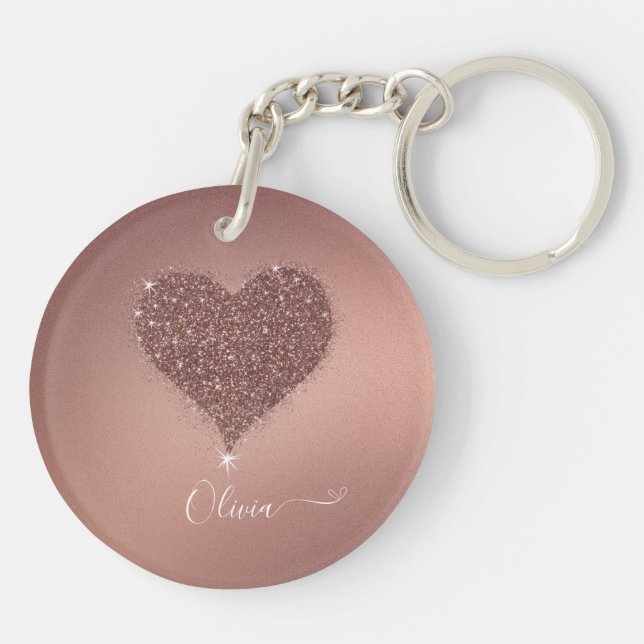 Elegant Rose Gold Heart Stylish Love Keychain (Back)
