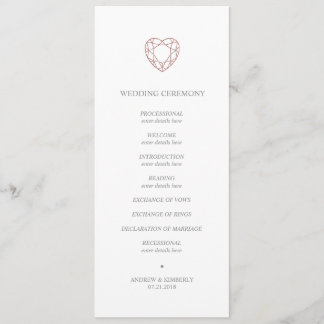 Elegant rose gold heart wedding program