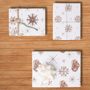 Elegant Rose Gold Hearts & Flowers on White Wrapping Paper Sheets
