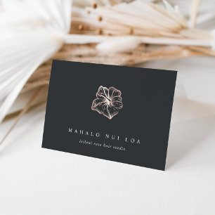 Elegant Rose Gold Hibiscus Flower Client Letterpress Thank You Card