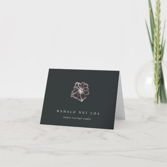 Elegant Rose Gold Hibiscus Flower Client Thank You Card