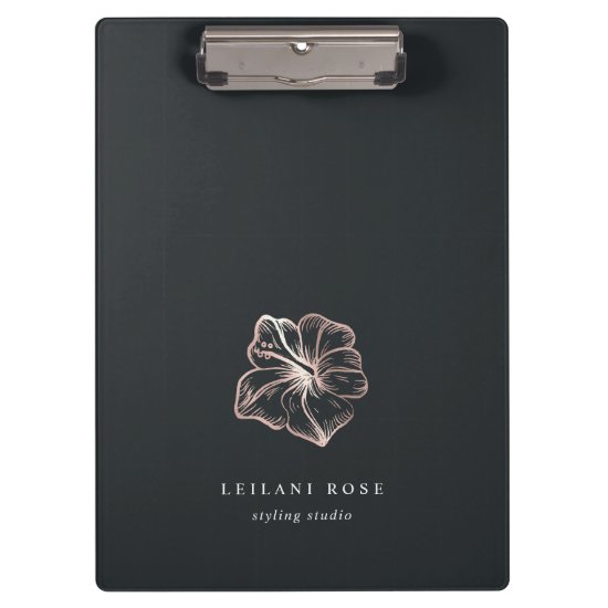 Elegant Rose Gold Hibiscus Flower Personalized Clipboard