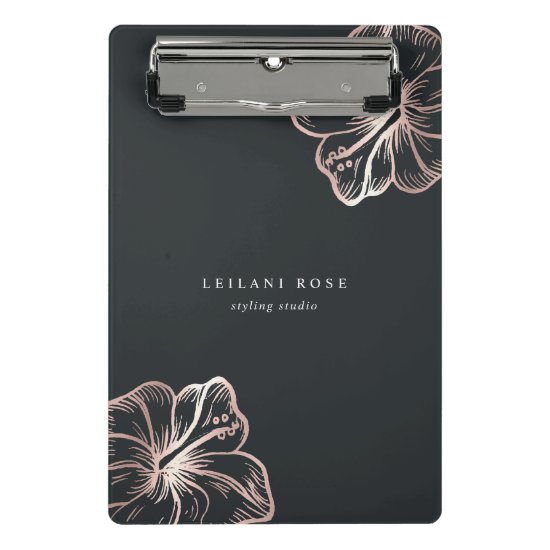 Elegant Rose Gold Hibiscus Flower Personalized Mini Clipboard