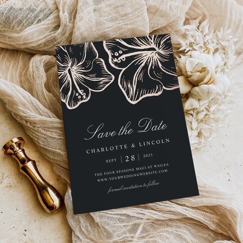 Elegant Rose Gold Hibiscus Flower Wedding Save The Foil Invitation