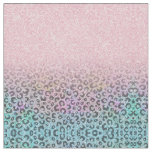 Elegant Rose Gold Iridescent Glitter Leopard Print Fabric