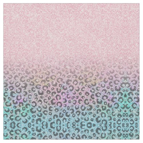 Elegant Rose Gold Iridescent Glitter Leopard Print Fabric