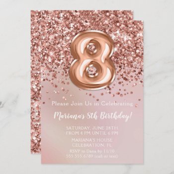 Elegant Rose Gold Kids Girl 8th Birthday Party Invitation by WittyPrintables at Zazzle