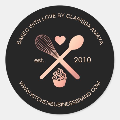 Elegant Rose Gold Kitchen Bakery Catering Classic Round Sticker