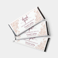 Elegant Rose Gold Lace Burgundy Wedding Thank You