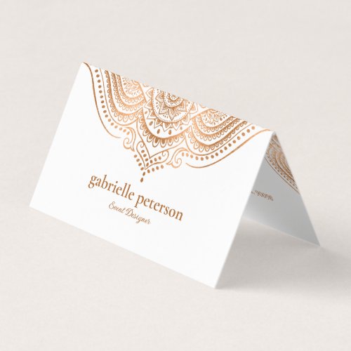 Elegant Rose_Gold Lace Paisley Mandala Business Card