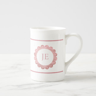 Elegant Rose Gold Lace Personalized Monogram Bone China Mug
