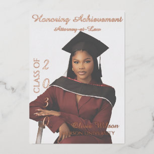 Elegant Rose Gold Law Graduation Foil Invitation