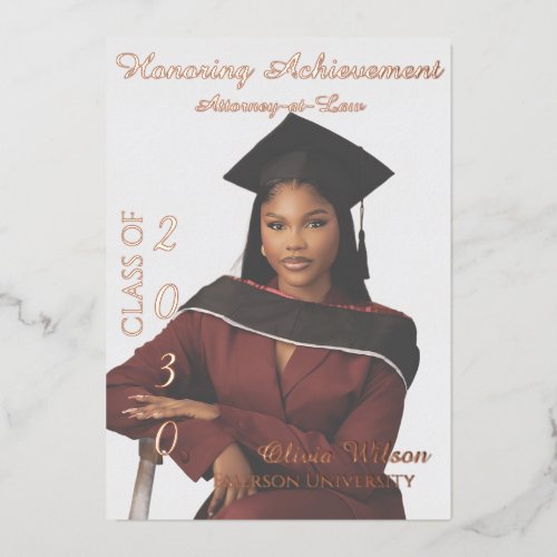 Elegant Rose Gold Law Graduation Foil Invitation