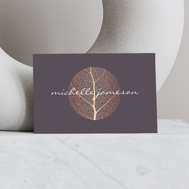Elegant Rose Gold Leaf Logo Business Card (Creator Uploaded)