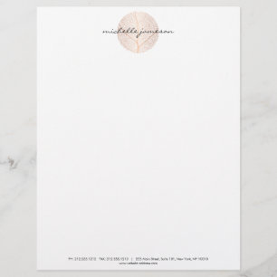 Elegant Rose Gold Leaf Logo on White Letterhead