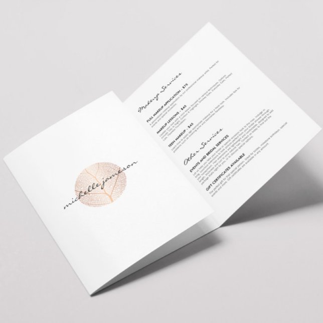 Elegant Rose Gold Leaf Logo Salon, Spa Brochure (Creator Uploaded)