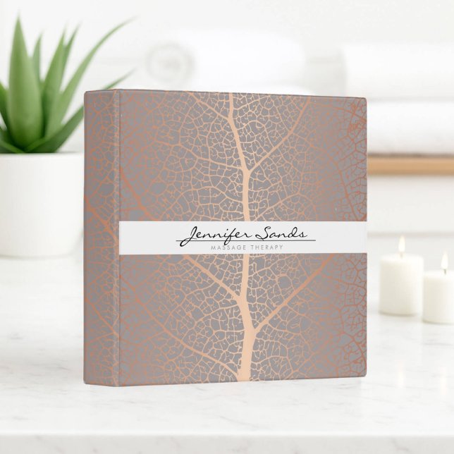 Elegant Rose Gold Leaf Tree Pattern 3 Ring Binder (Creator Uploaded)
