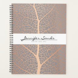 Elegant Rose Gold Leaf Tree Pattern Appointment Planner