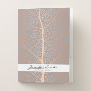 Elegant Rose Gold Leaf Tree Pattern Pocket Folder