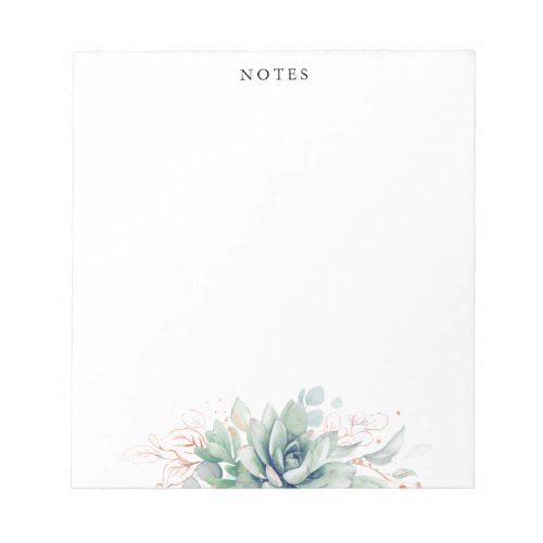 Elegant Rose Gold Leaves Succulents Greenery Notepad